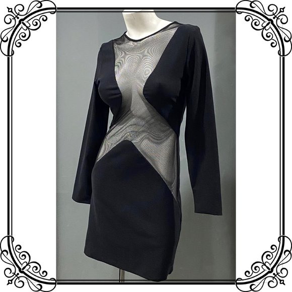 NWOT - ADOLFO SANCHEZ Chic & Sexy Cut-Out Mesh Wool Dress - Picture 2 of 10
